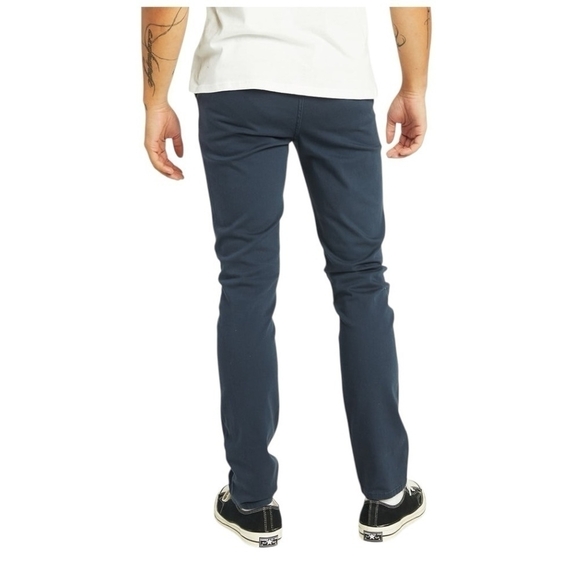 Mens Chinos RSQ Seattle Skinny Tapered Chino Pants Washed Navy Flat Front Pants - Picture 3 of 8